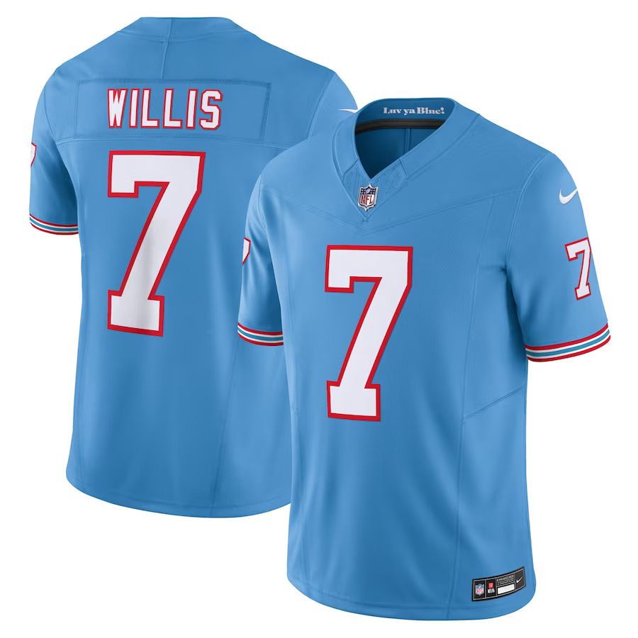 Men Tennessee Titans #7 Malik Willis Nike Light Blue Oilers Throwback Vapor F.U.S.E. Limited NFL Jersey->tennessee titans->NFL Jersey